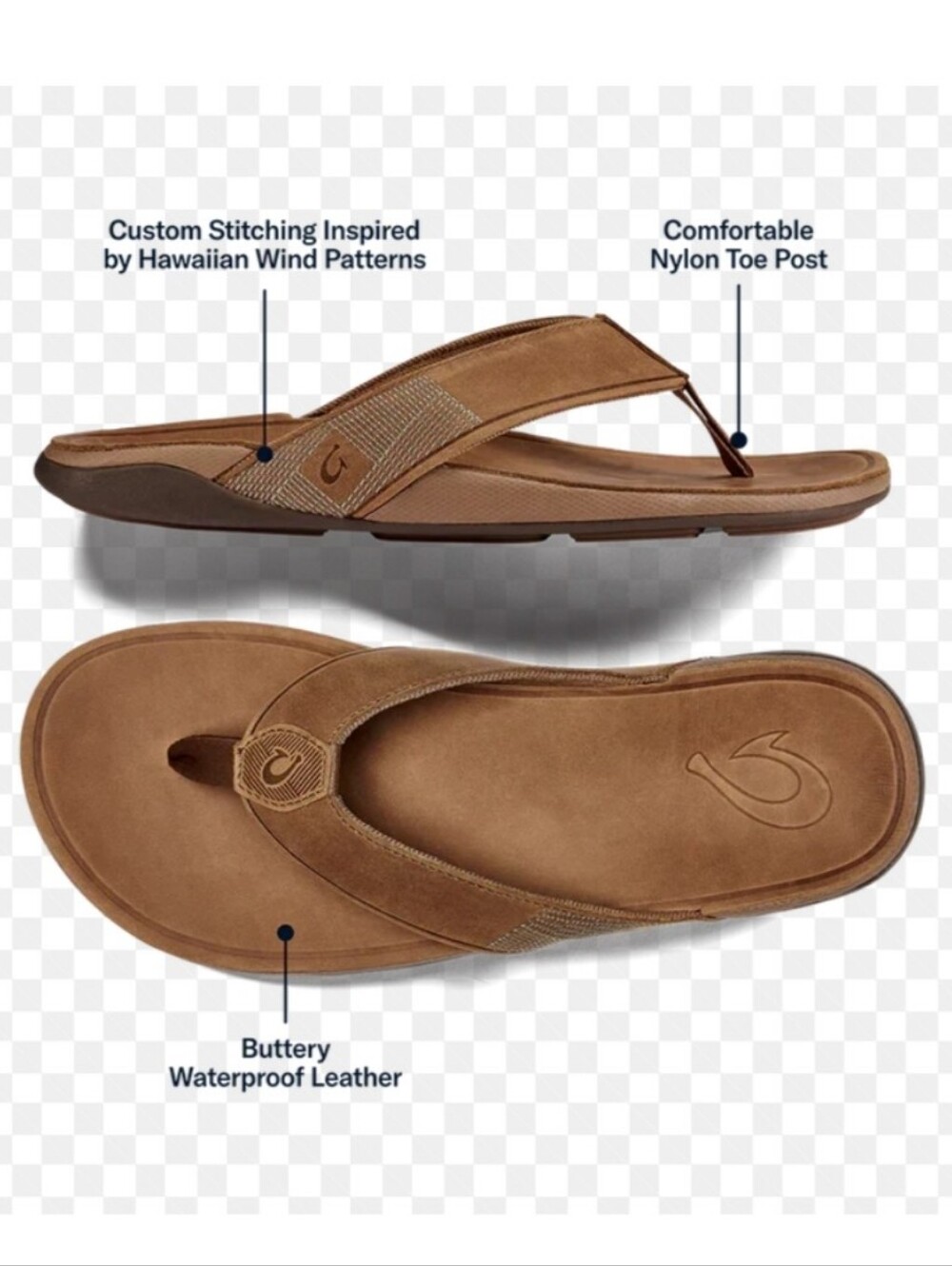 Olukai Tuahine Leather Thong Slide Slipon Flip-Flops Sandals View 4